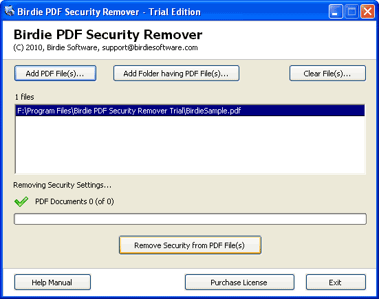 Remove Owner Security from Adobe PDF screenshot