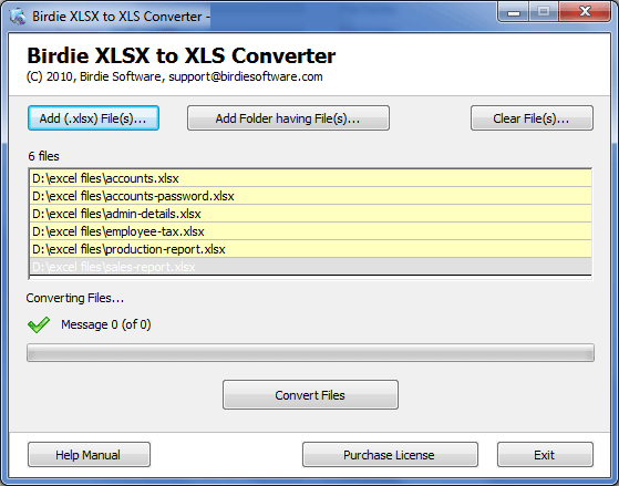 Migration of XLSX to XLS screenshot